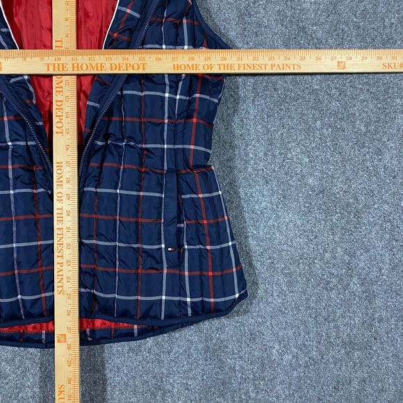 Tommy Hilfiger Quilted Down Fill Plaid Puffer Vest Womens X-Large Blue Red White - Picture 11 of 16